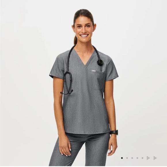 FIGS Catarina One-Pocket Scrub Top Shirt XXS Graphite grey - Picture 1 of 8